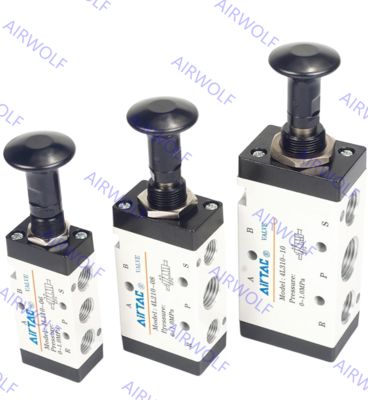 4L110-06, 4L210-06/08, 4L310-08/10 AIRTAC 4L Series 5/2 way Manual Push-pull Valve 1/8", 1/4", 3/8"